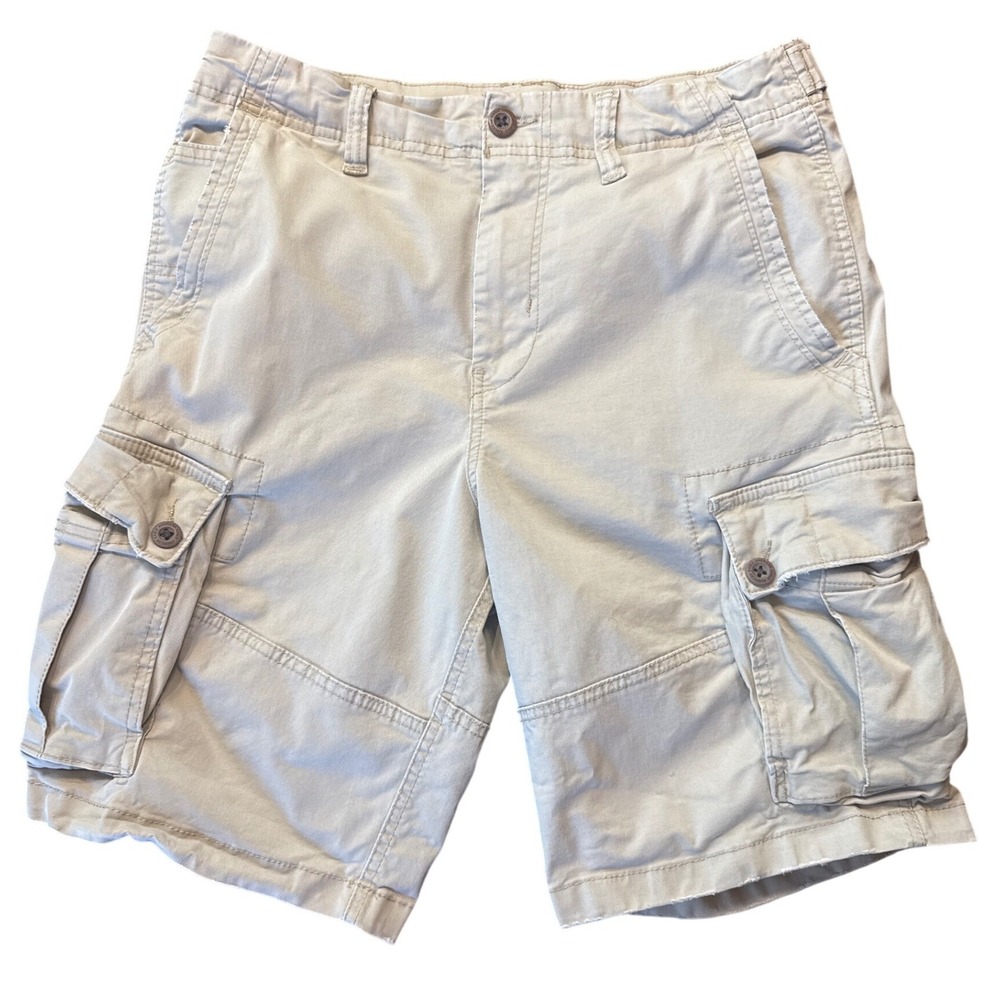 American Eagle Cargo Shorts Mens 32 Khaki Flex Stretch Utility Relaxed Good